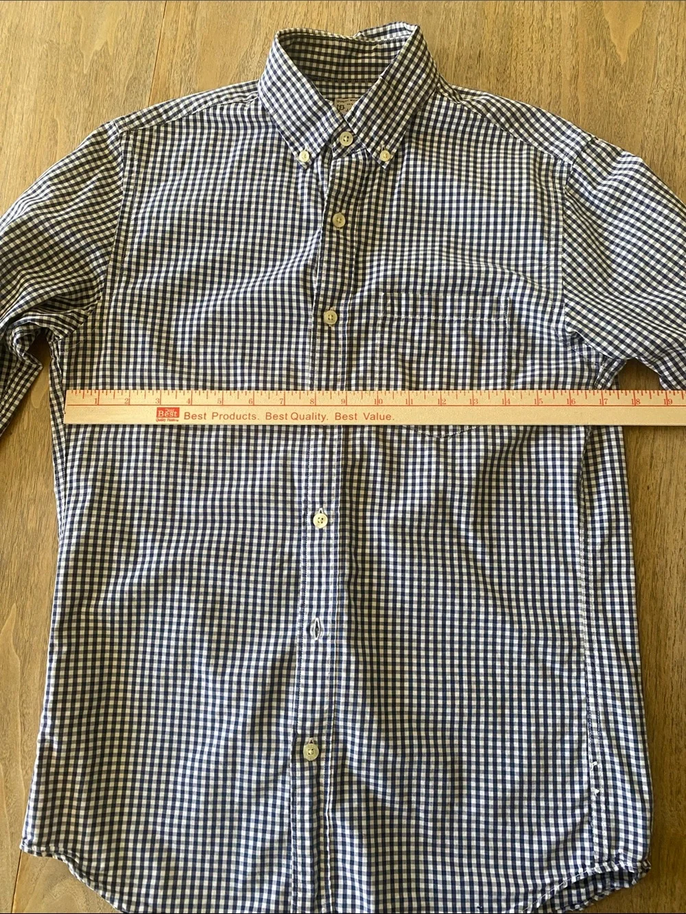 J. Crew Navy and White Gingham Button-Down Shirt